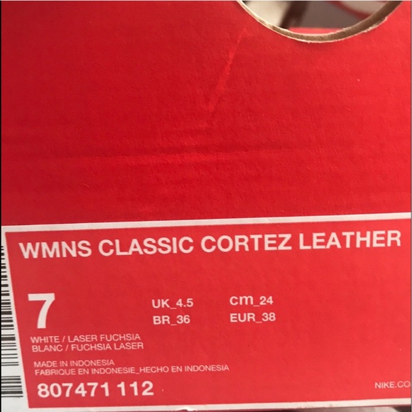 Nike Classic Cortez Leather White Laser Fuchsia W - Picture 8 of 8